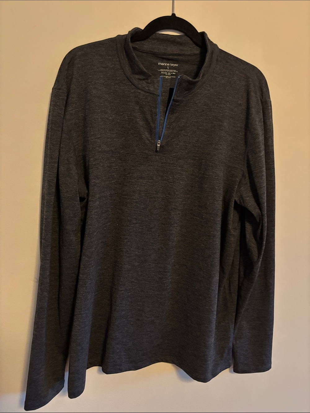 Marine Layer Men's Dark Charcoal Quarter-Zip Pullover